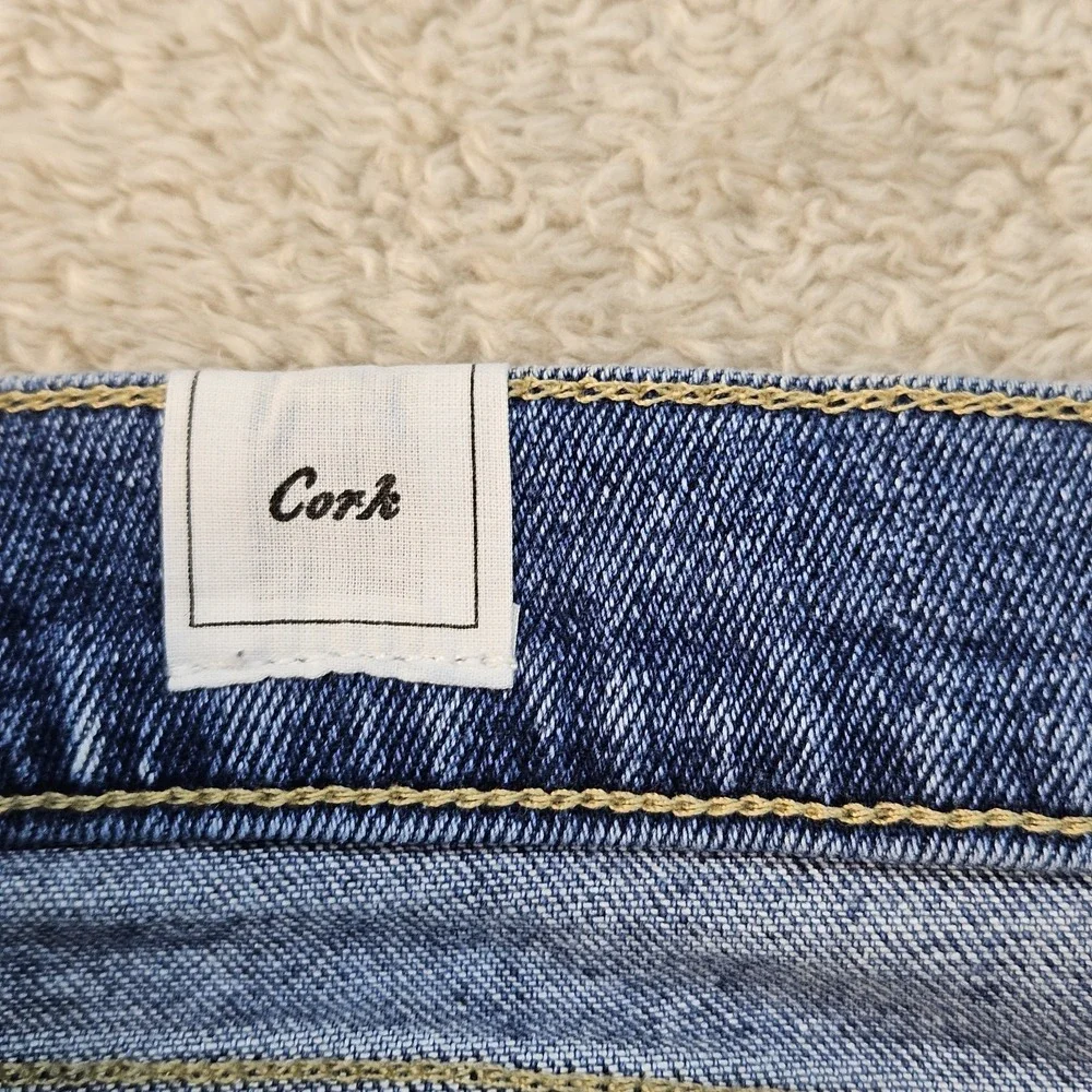 Frank & Eileen Cork Jeans Women 32 Slim Straight Raw Hem Medium Wash Denim - Picture 9 of 16